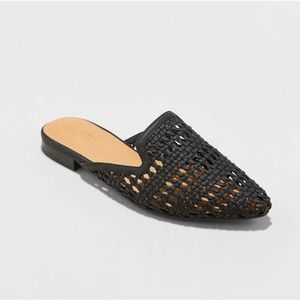 Universal Thread Whisper Woven Black Pointed Toe Slip-On Mules Size 8.5